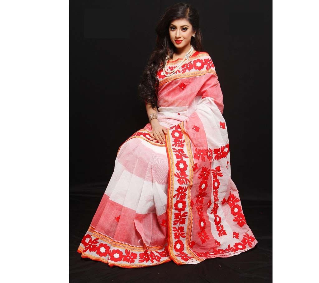 Pure Cotton Cut Work Applique Saree 