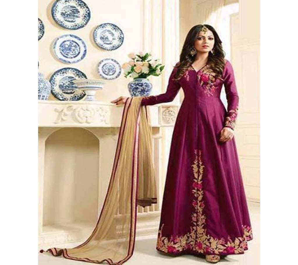 Semi Stitched Embroidery Katan Three Piece - Copy