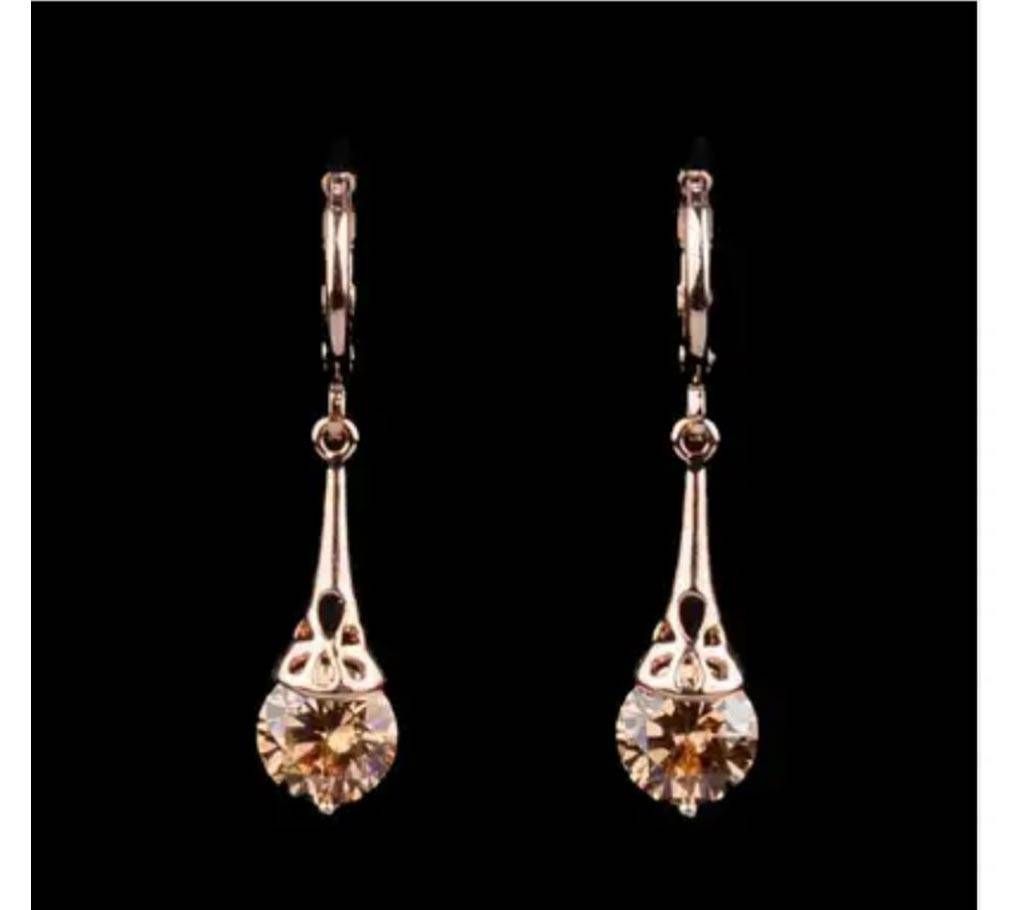 Chia Fashion Gold Plated Crystal Drop Earrings (by Pink Point - CHIA123)