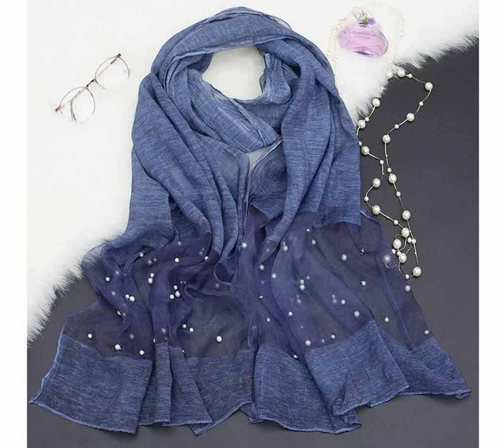 Blue Cotton with Pearls Hijab for Women