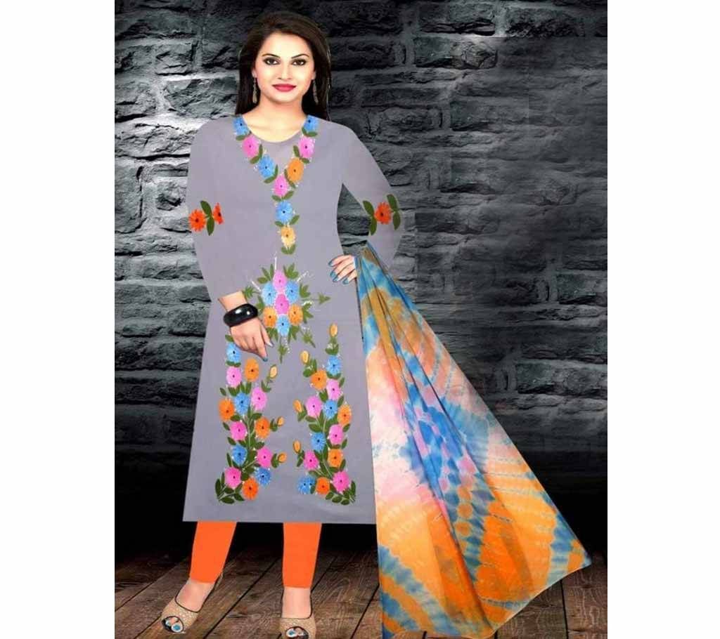 Unstitched brush printed cotton replica salwar kameez seblock-623