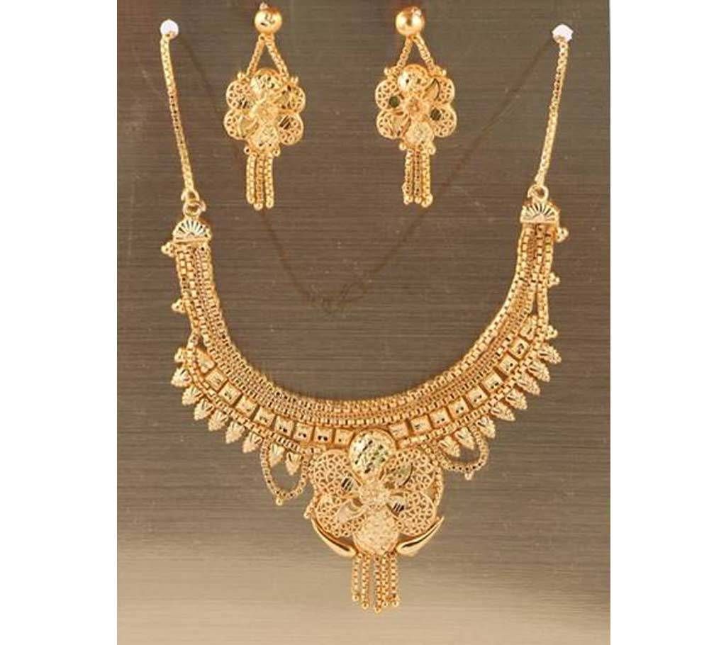 Gold plated stone setting necklace set.F=J787