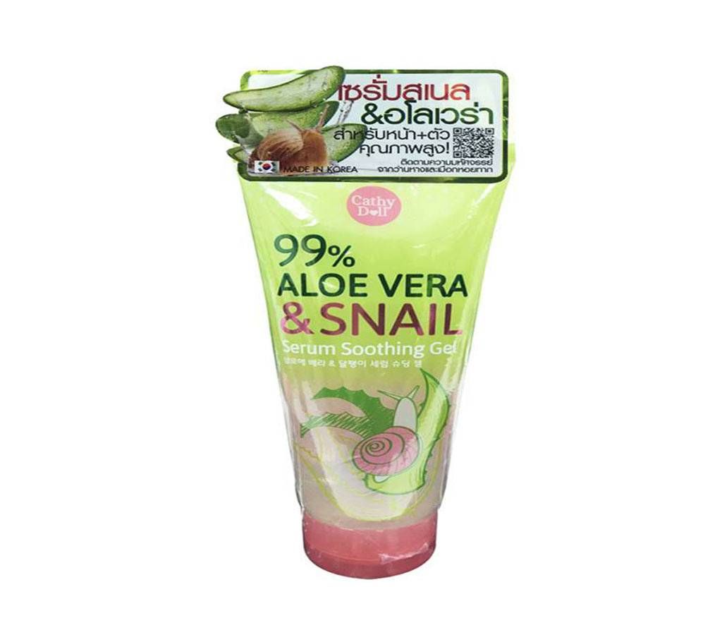 Aloe vera & Snail Serum Soothing Gel Whitening Skin Brighten 175g Thailand