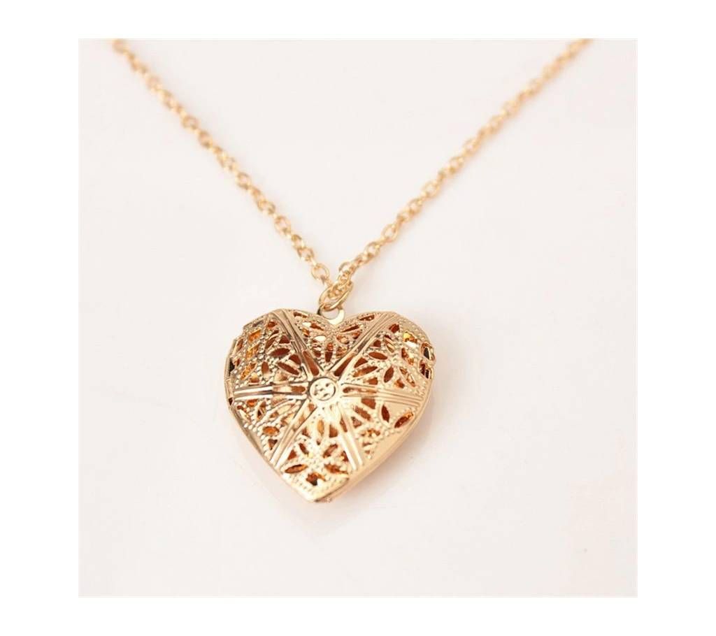 Gold Opening Necklace Heart Photo Necklaces Neck Elegant