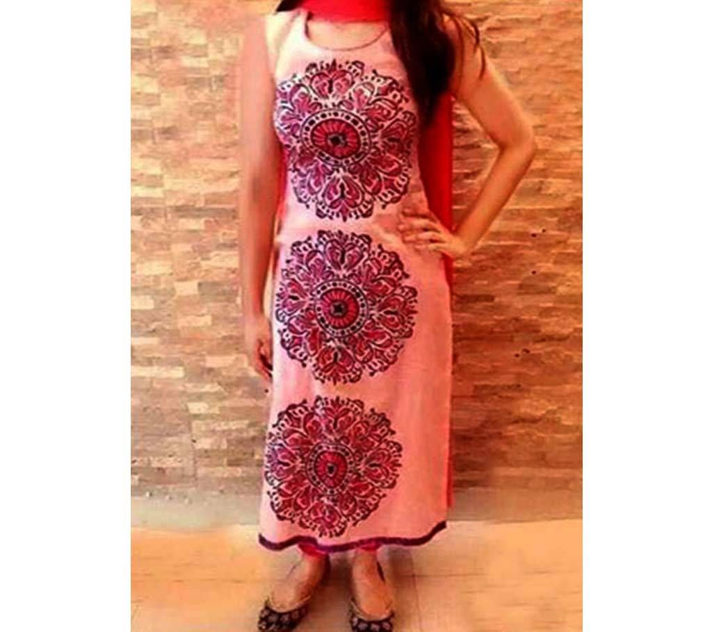 Block Printed Unstitched Cotton Salwar Kameez - Copy