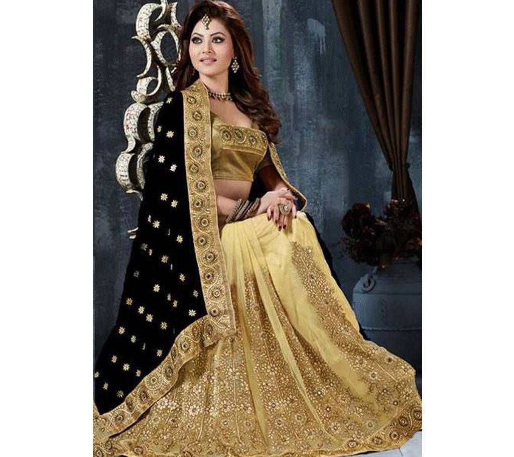 BLACK & GOLDEN GEORGETTE SAREE FOR WOMEN