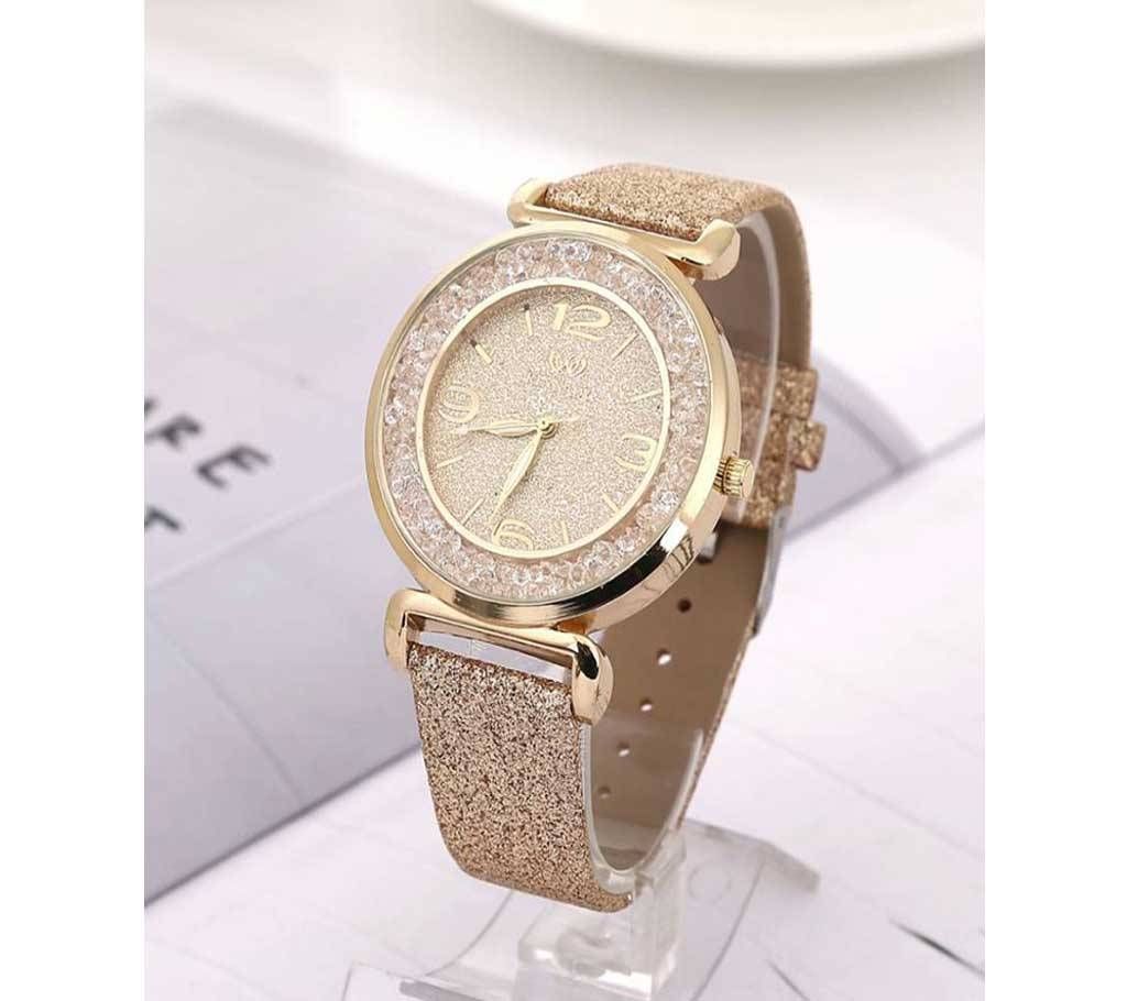 crystal rhinestone stainless steel analogue watch 