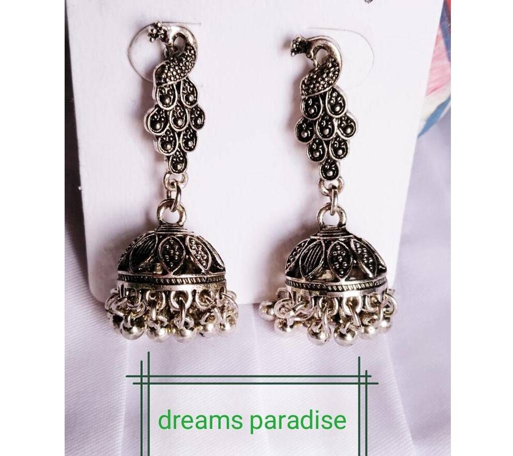 german silver jhumka earing