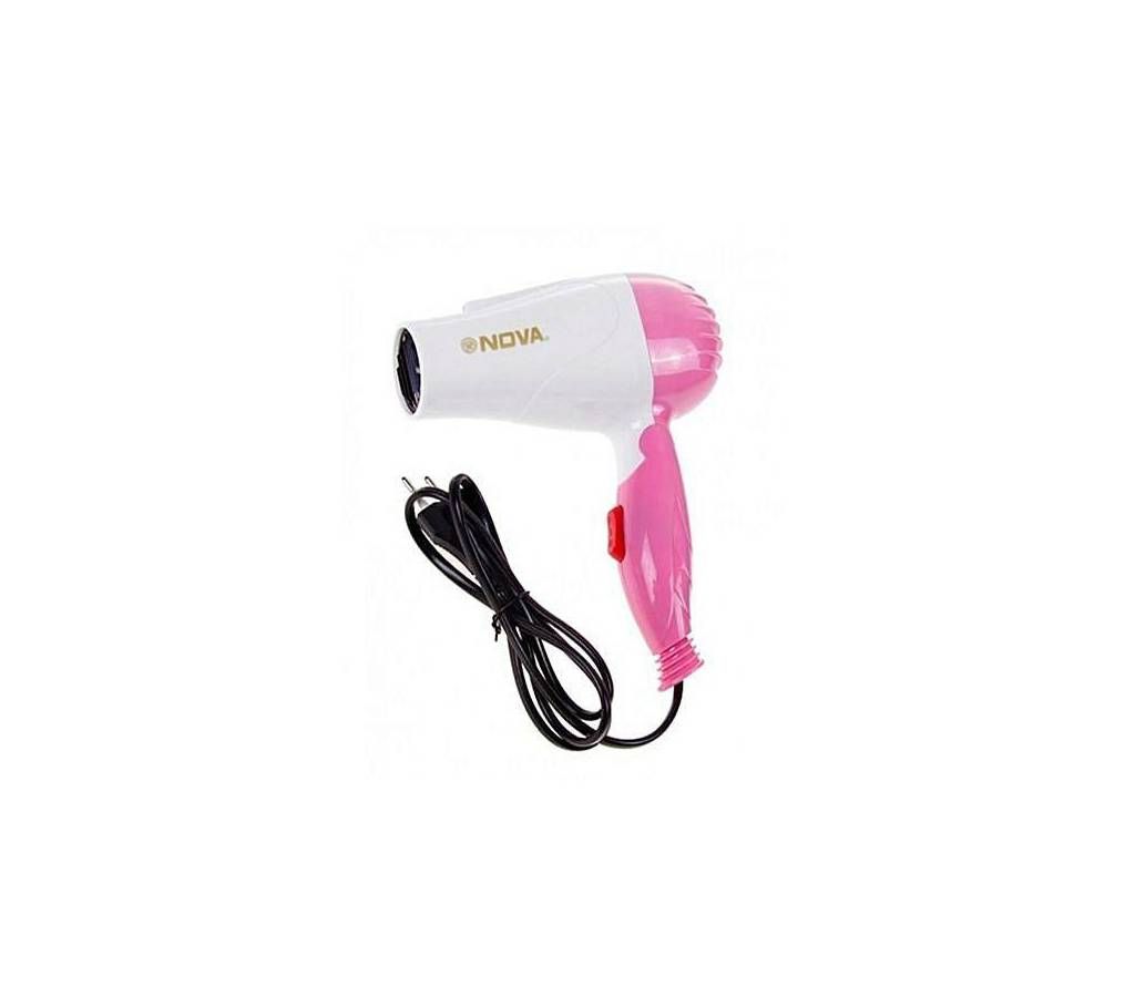 Nova Nv-1290 1000 Watt Foldable Hair Dryer - White and Pink