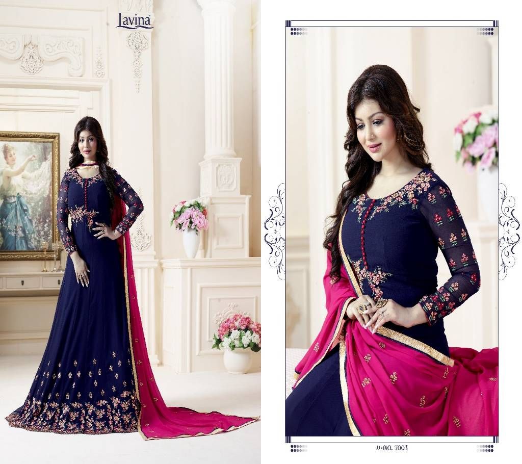 Unstitched blue georgette salwar suit Lavina-7003