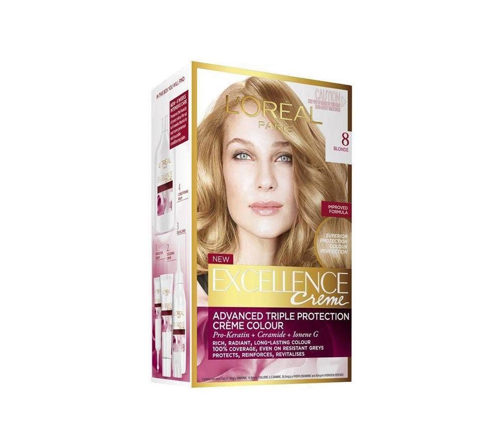 Loreal Paris Advanced triple protection 8 blonde Hair Colour - France