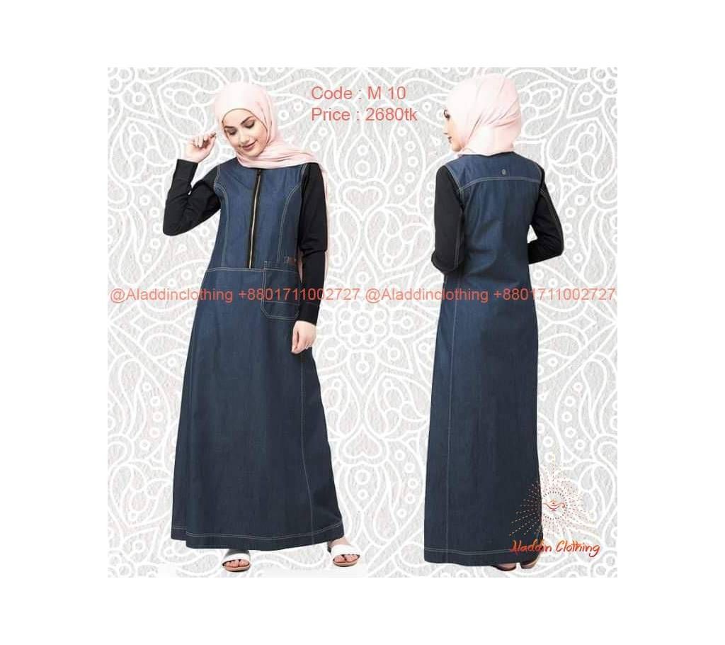 Denim+Blazer Fabric Abaya Muslim women wear