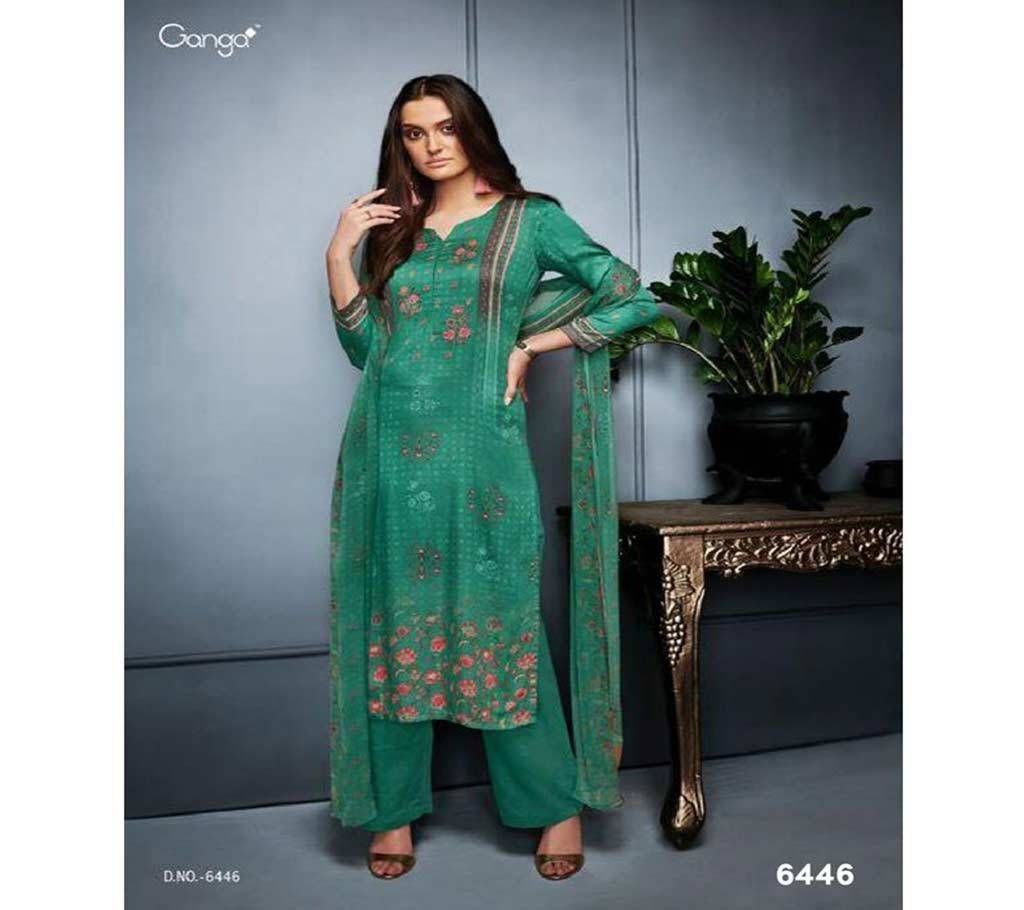Ganga Libas  6446 Unstitched Satin Suit