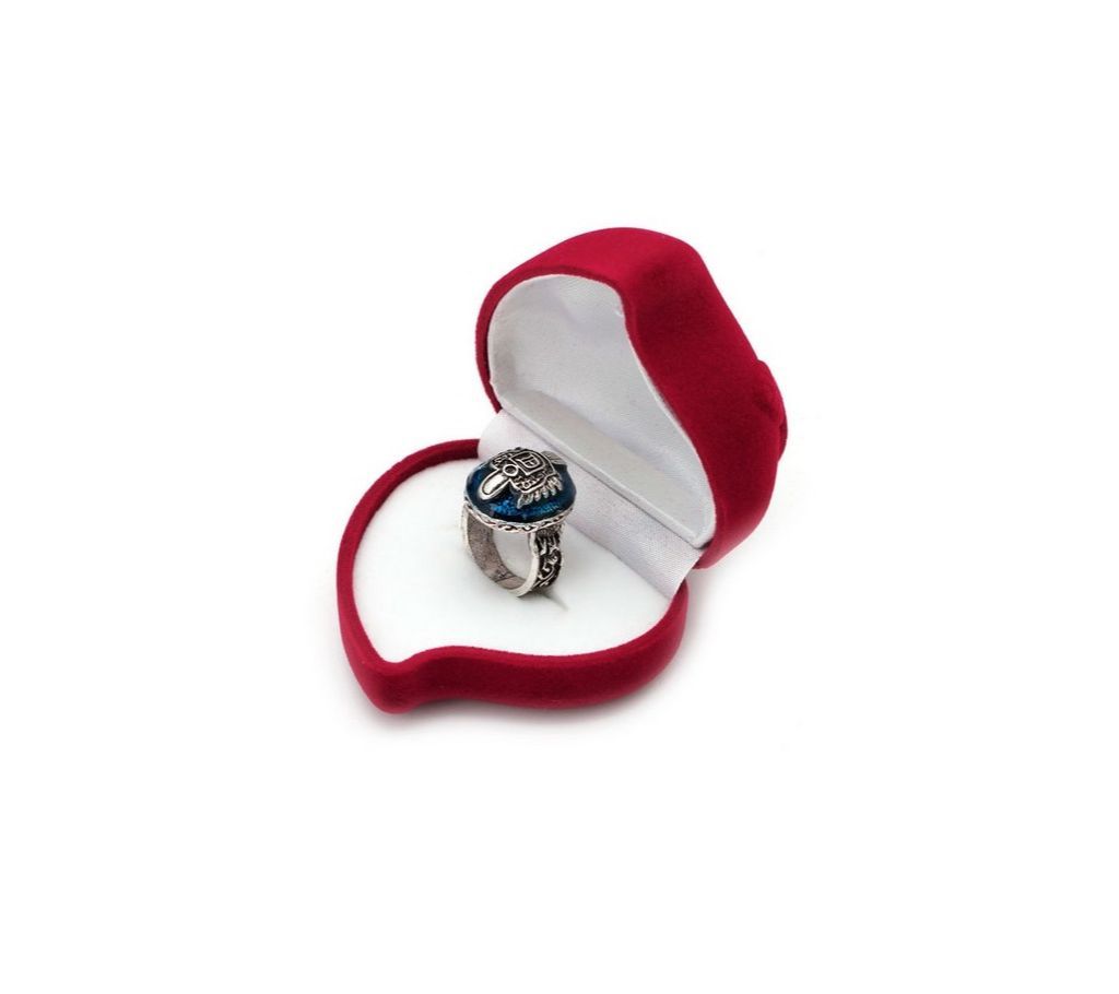 Red Heart Shaped Velvet Ring Box