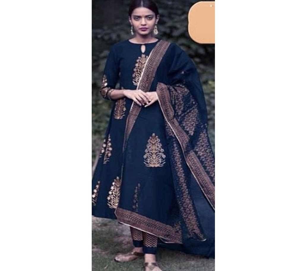 Unstiched skin printed Rajdhani voyal cotton salwar kameez