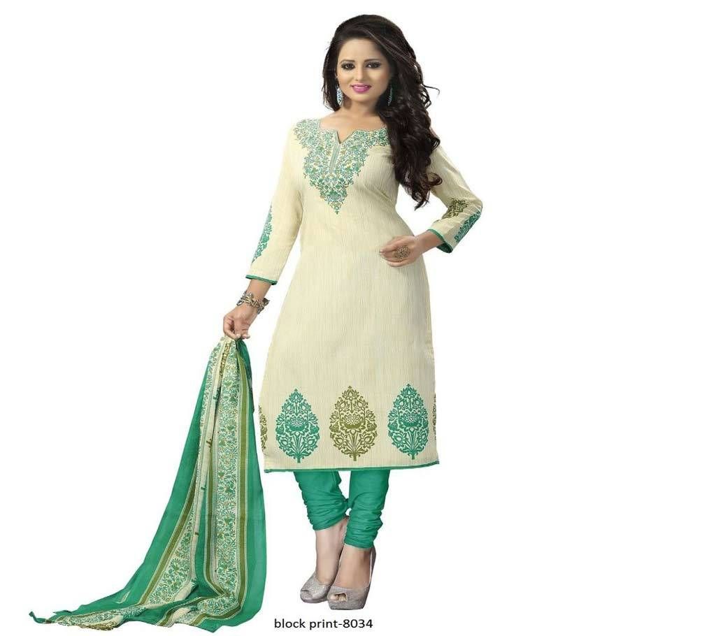 Unstiched block printed cotton replica salwar kameez ft-8034