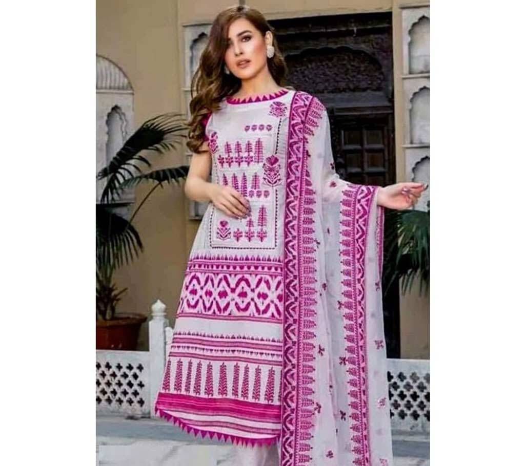Unstitched block printed cotton salwar kameez fs-93