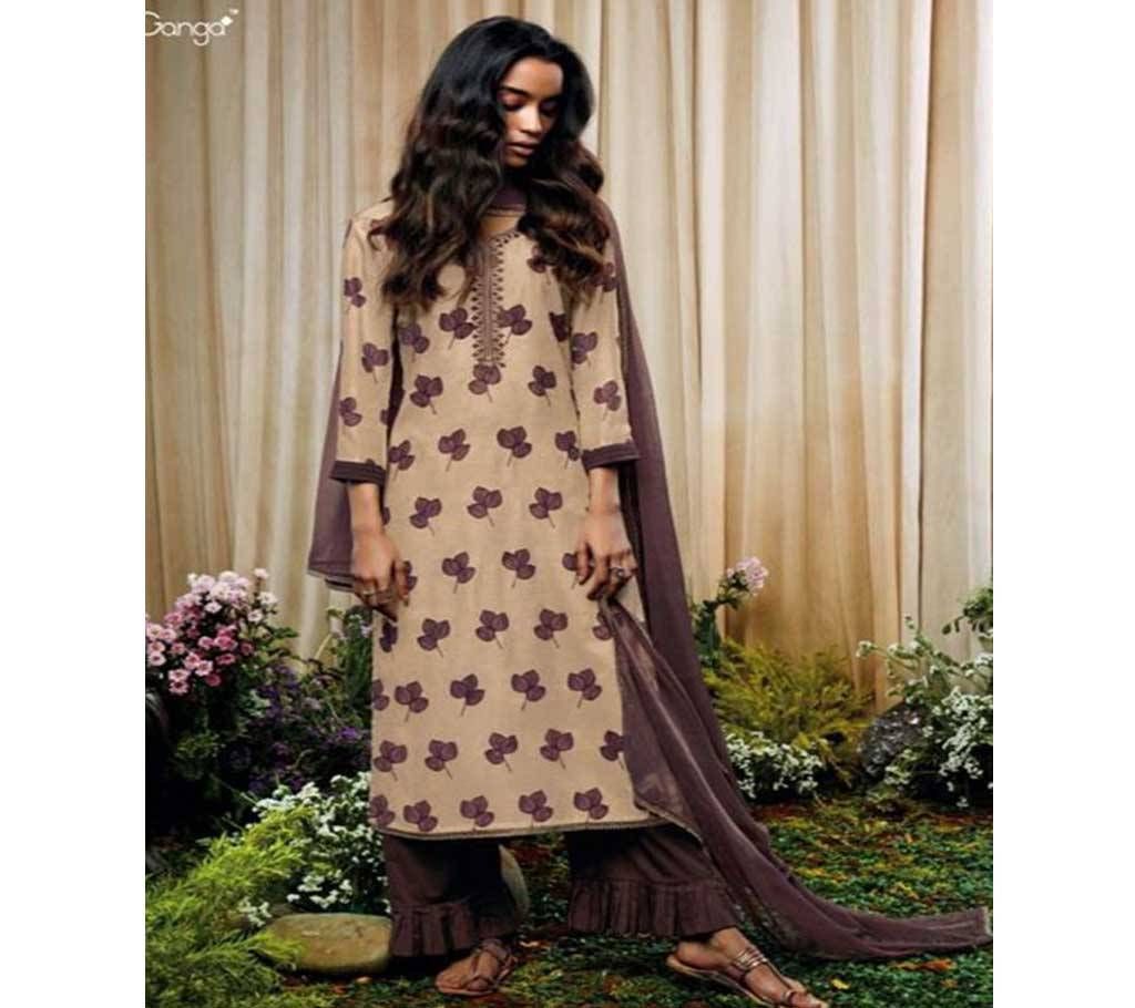 Unstitched Ganga Amoret Pure Bemberg Silk Printed - 7133 - SST