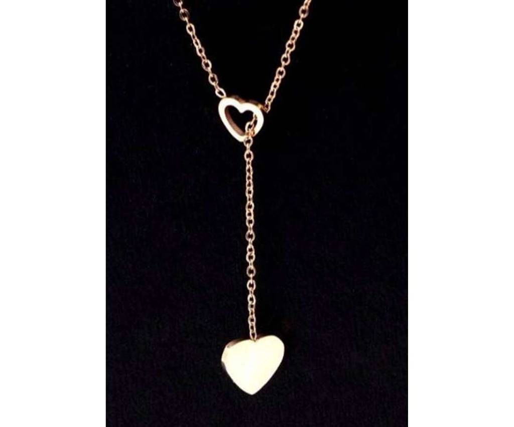 Hollow heart cross Bare gold Colour necklace