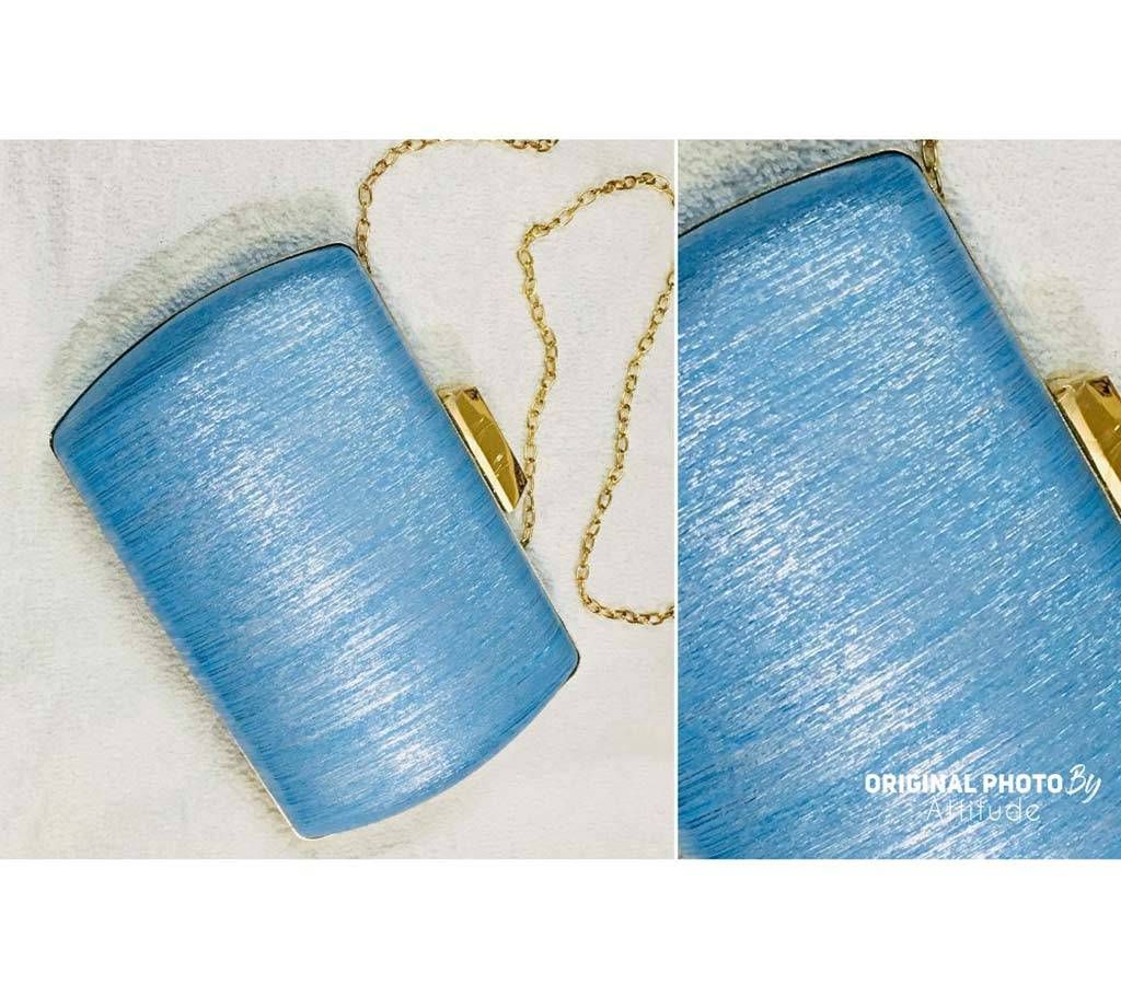 Blue Gold Shining Stylish Clutch Bag For Women