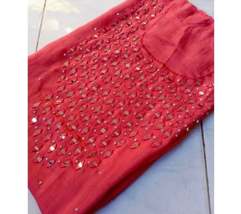 Unstitched embroidery & Glass work magenda Color kameez for Women (1 piece)
