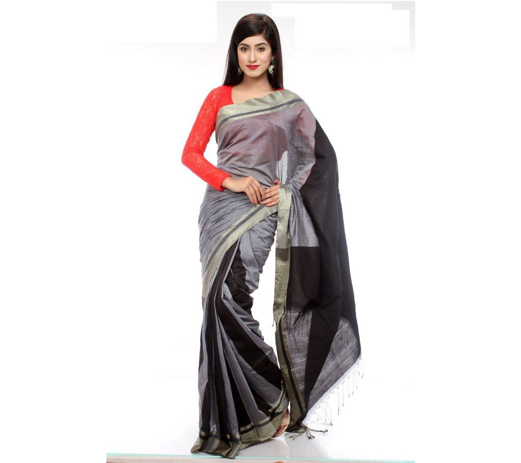 Grey Hand Loom Cotton Sharee