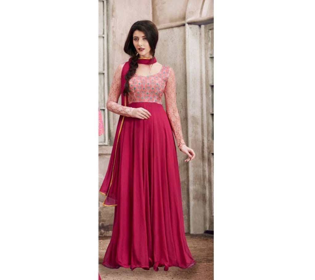 Unstitched replica georgette cape style anarkoli suit 