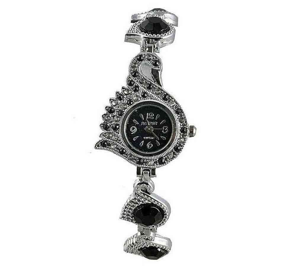 Stainless Steel Analog Watch for Women - Black and Silver