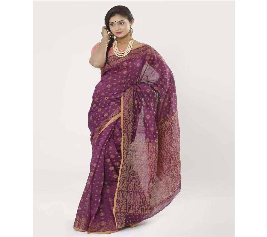 Megenta Color Half Silk Tangail Jamdani Saree