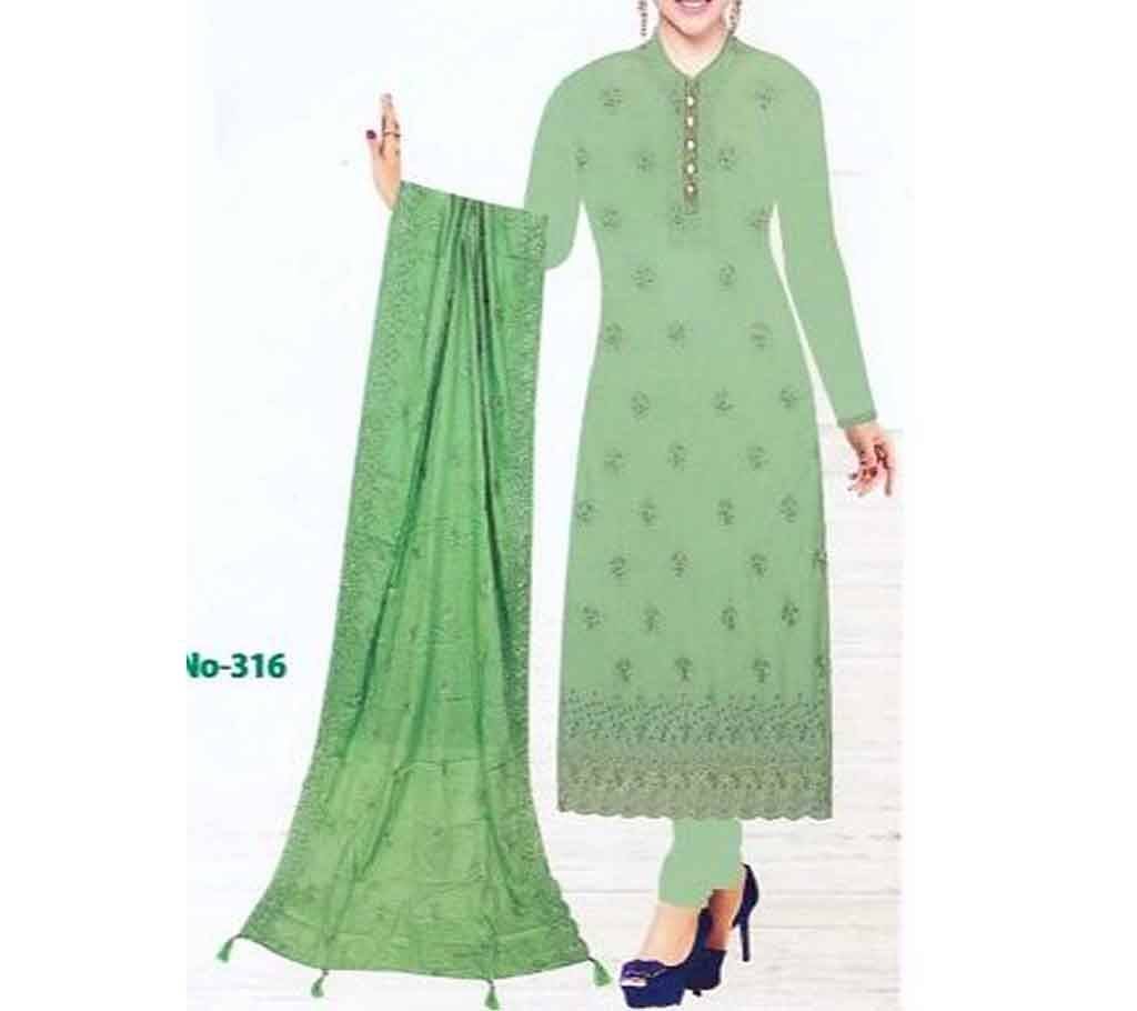 Unstiched Salowar Kamiz AC cotton ,Slightly green 