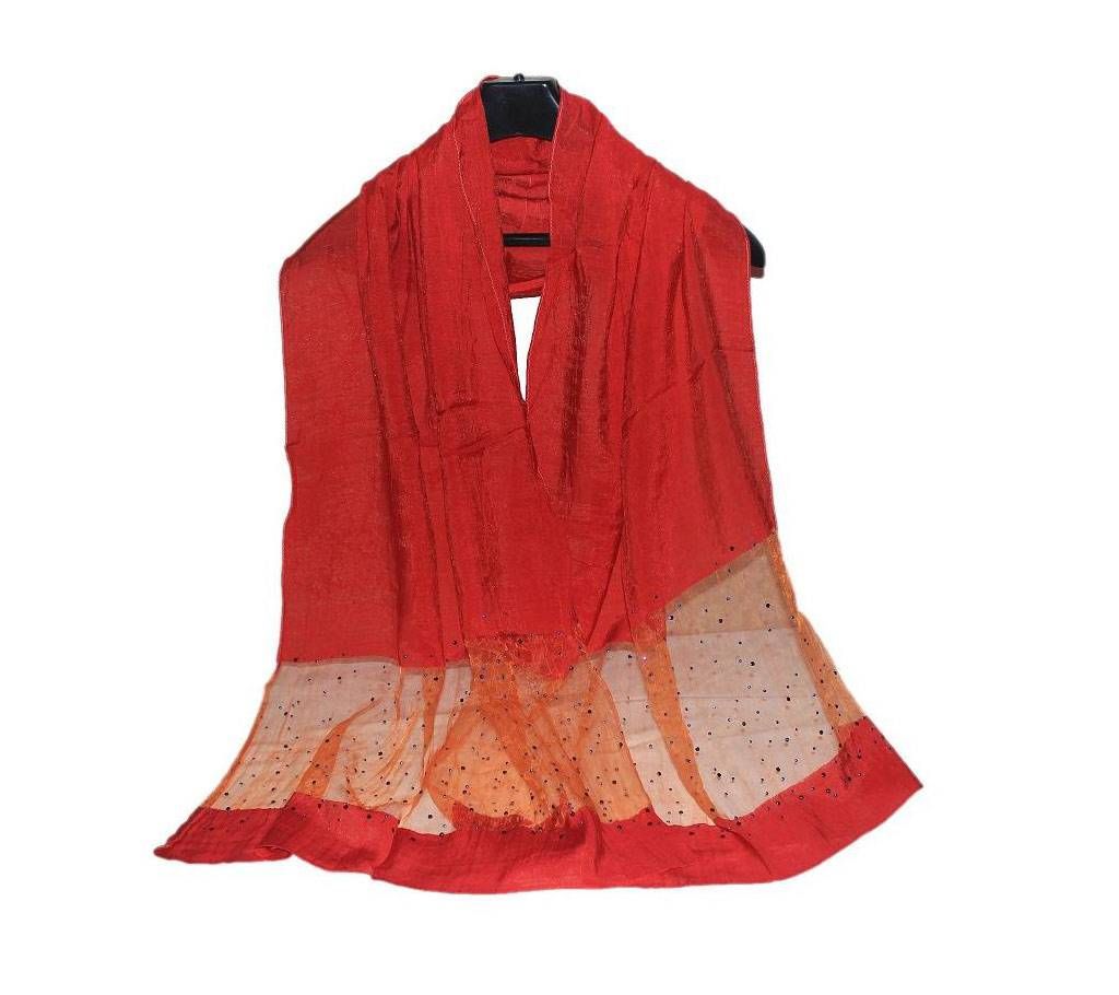 Red Cotton with Blue Stone Hijab for Women