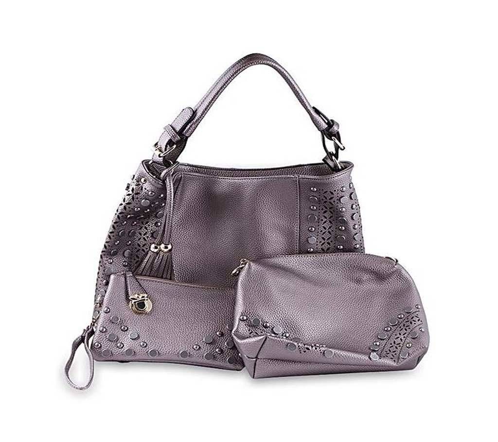 Leather Hand Bag - Gray