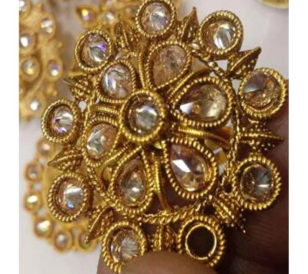 Gold Plated Diamond Cut Stone Setting Finger Ring
