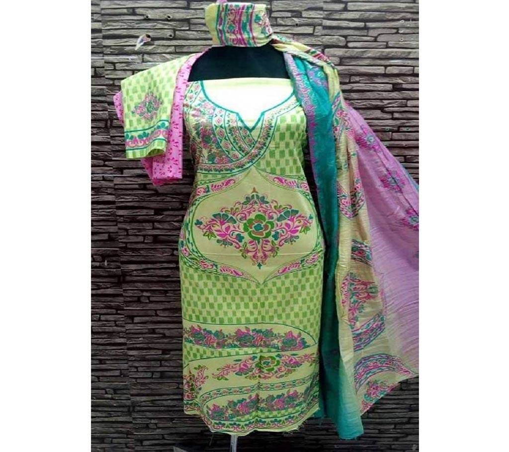 Rubber Paste Printed Unstitched Three Piece 