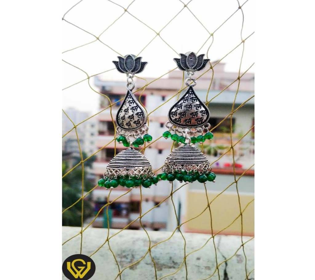 Lotus bell earring Green
