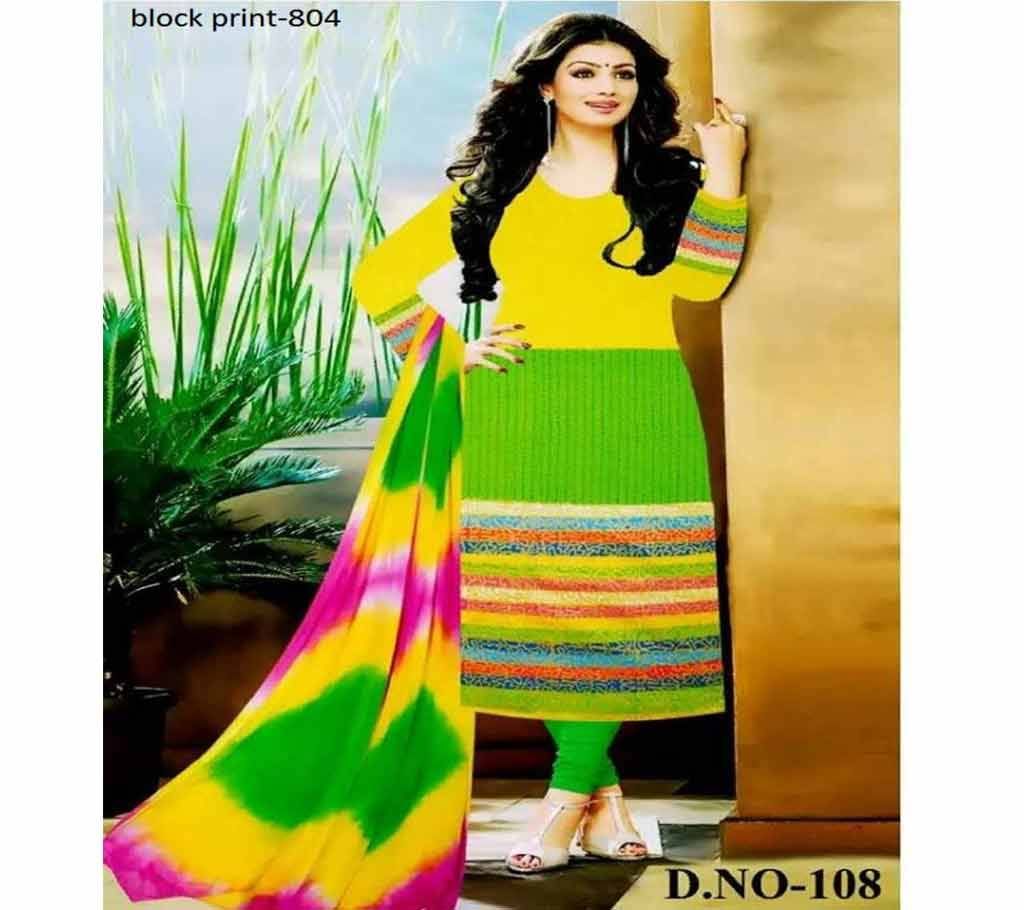 Unstitched block printed Rajdhani voyel cotton Salwar Kameez St block-804 Copy
