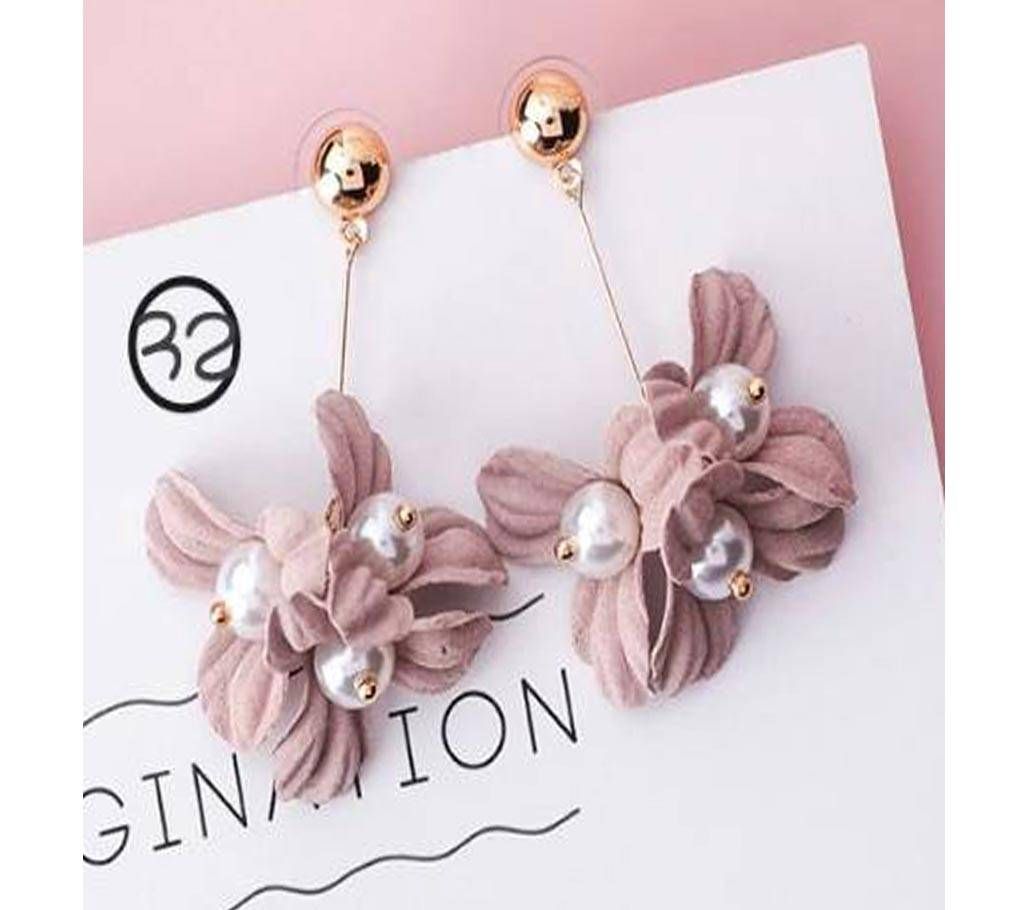 Pink Girl Heart Floral Earrings