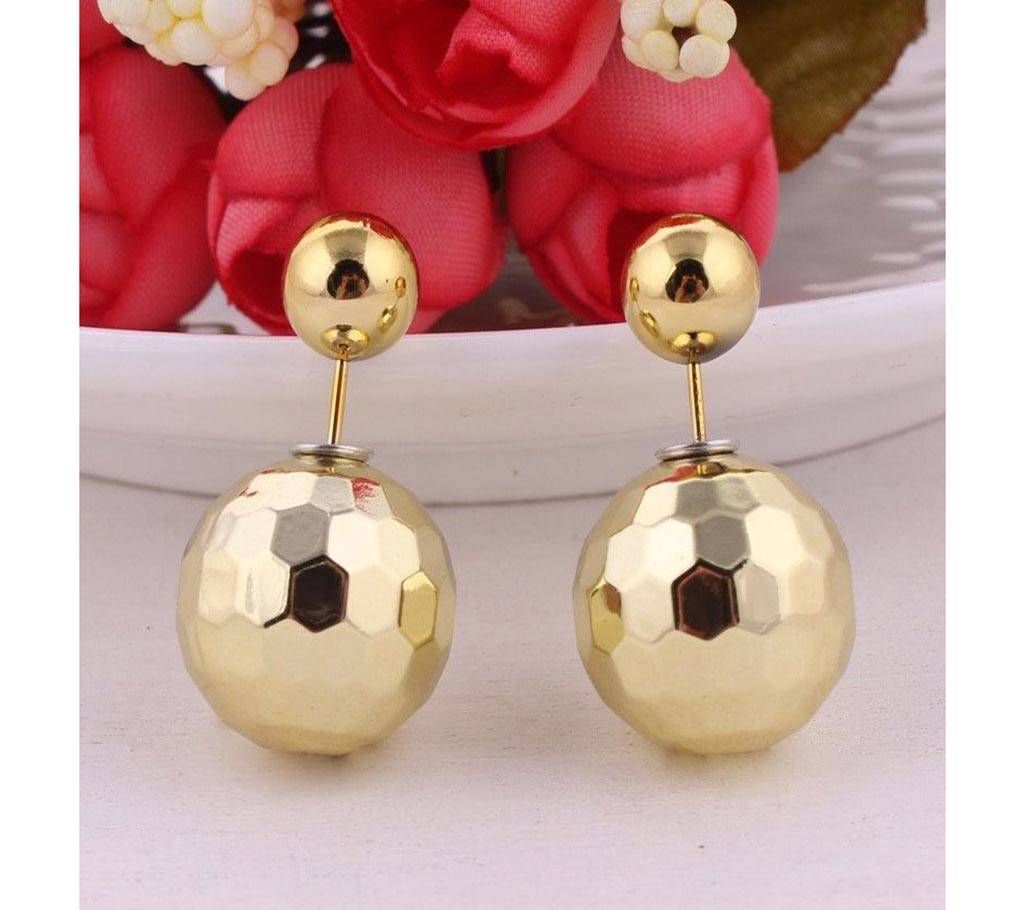 Multifaceted Earth Shape Shining UV Double Sides Pearl Stud Earrings Big Ball Beads Jewelry Women Brincos