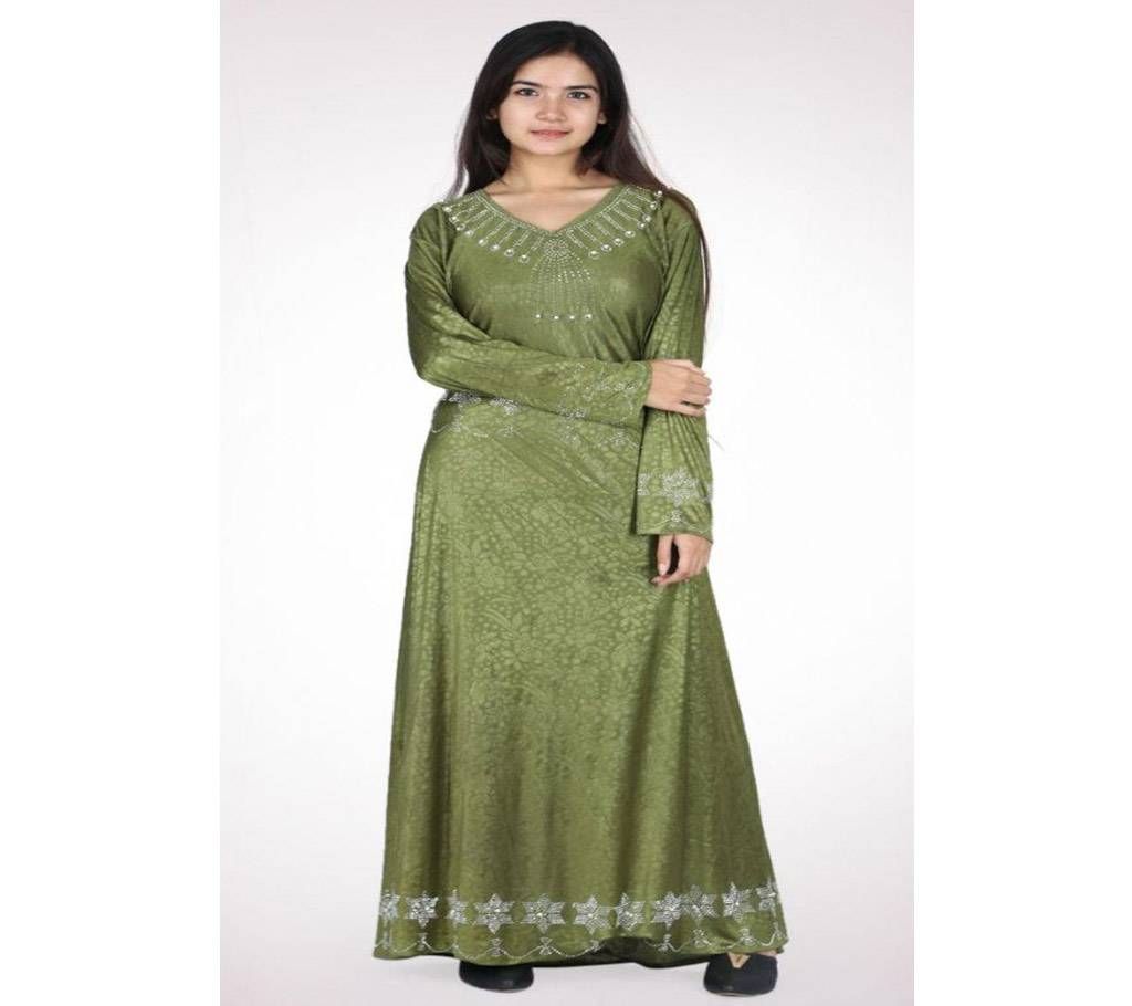 Forest Green Diamond Georgette Borka For Women