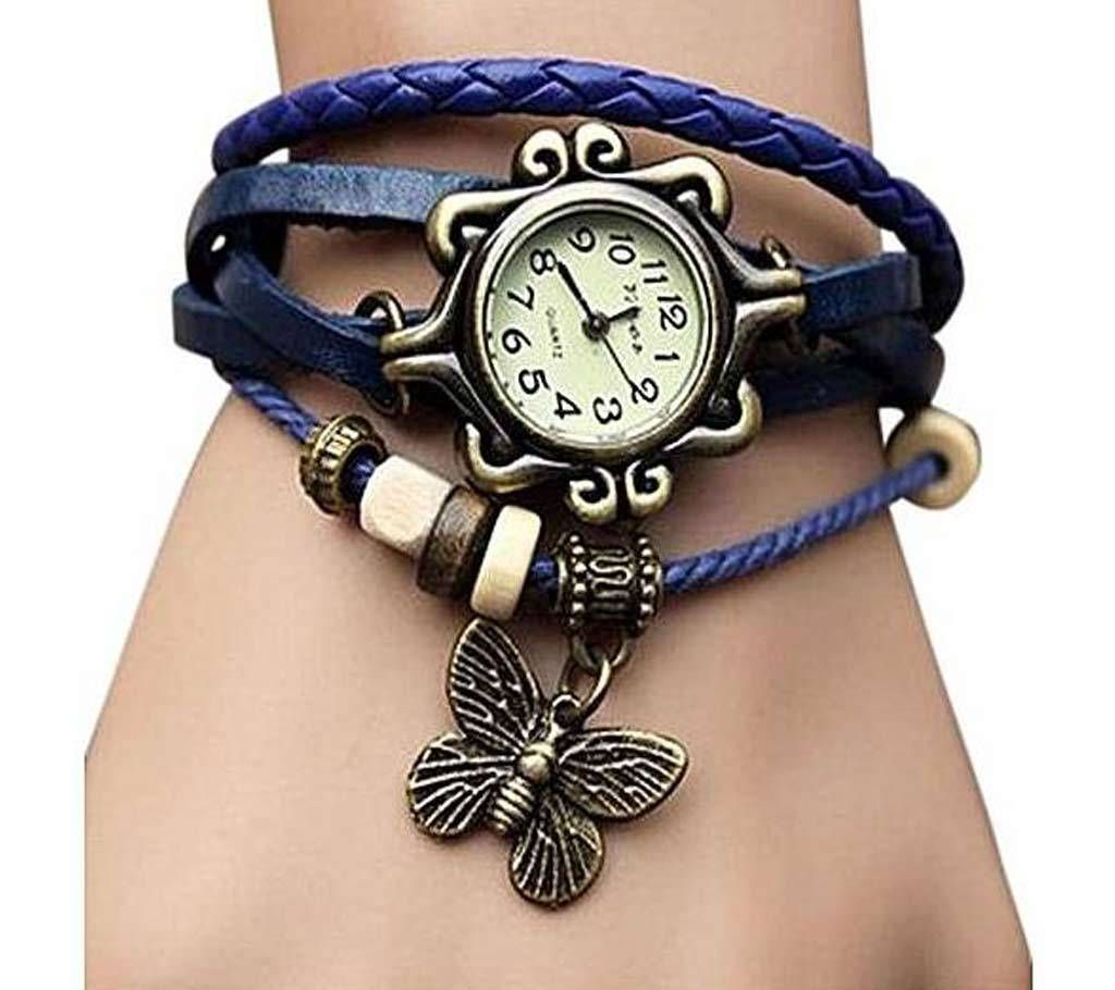 bresslet type wrist watch for women -navy blue