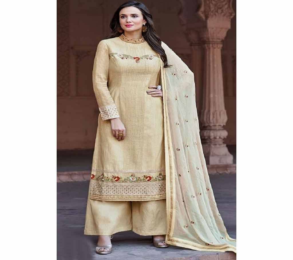 Bela Lavender Unstitched Cotton Three Piece  483
