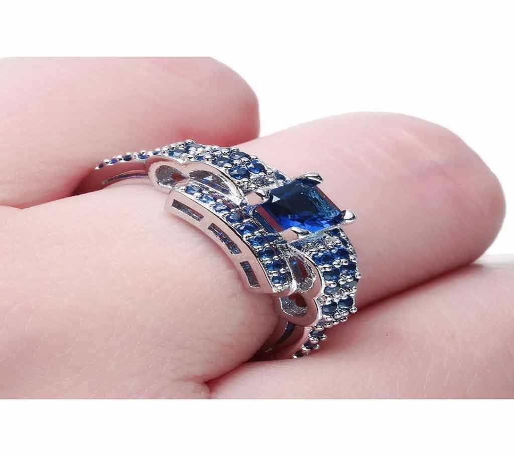 Royel Blue Love Bow Tie White Gold Female Ring