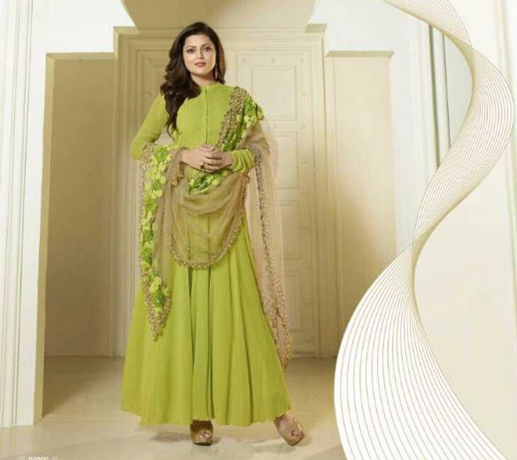 Unstitched Gorget Embroidery Party Suit