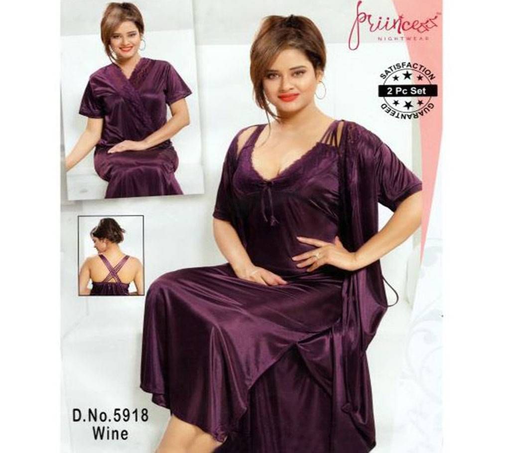 Fashionable Two Part Nighty-5918 Wine