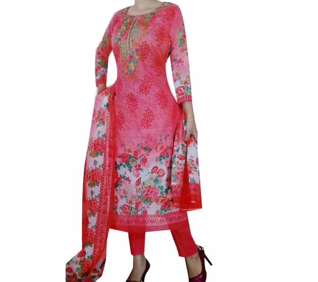 unstiched printed cotton Organdy Three Piece 