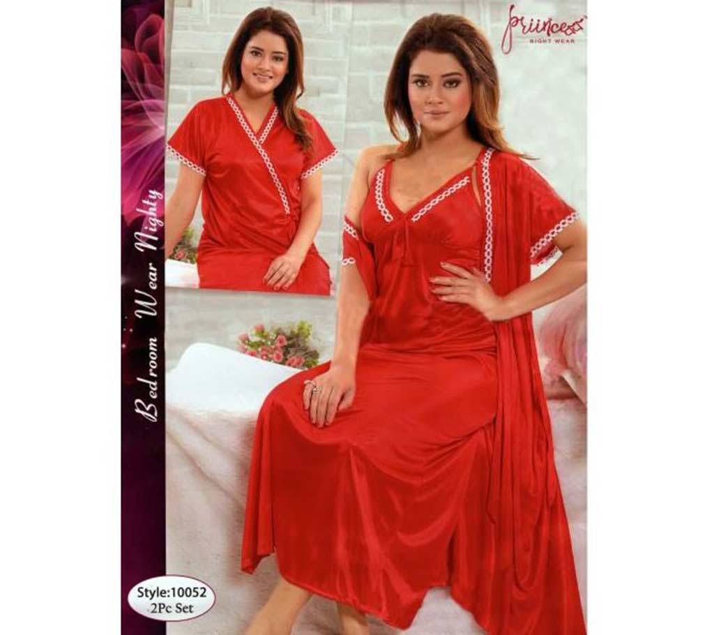 Fashionable Two Part Nighty-6369 Red