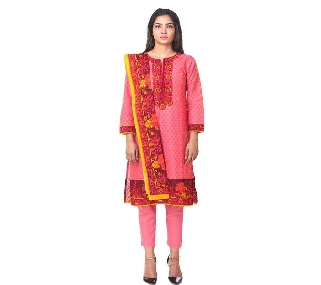 Baby Pink Unstitched   Lawn 3 Pieces 