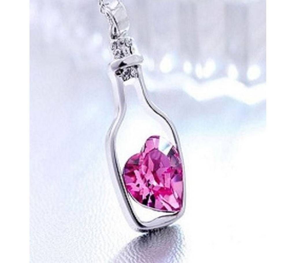 Magenta Color Bottle Heart Shaped Necklaces