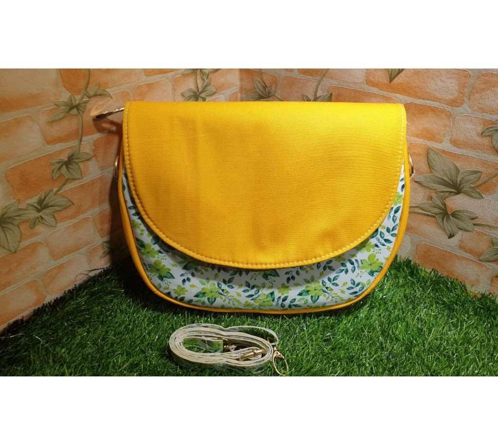PU Leather and Fabric mix Saddle Bag