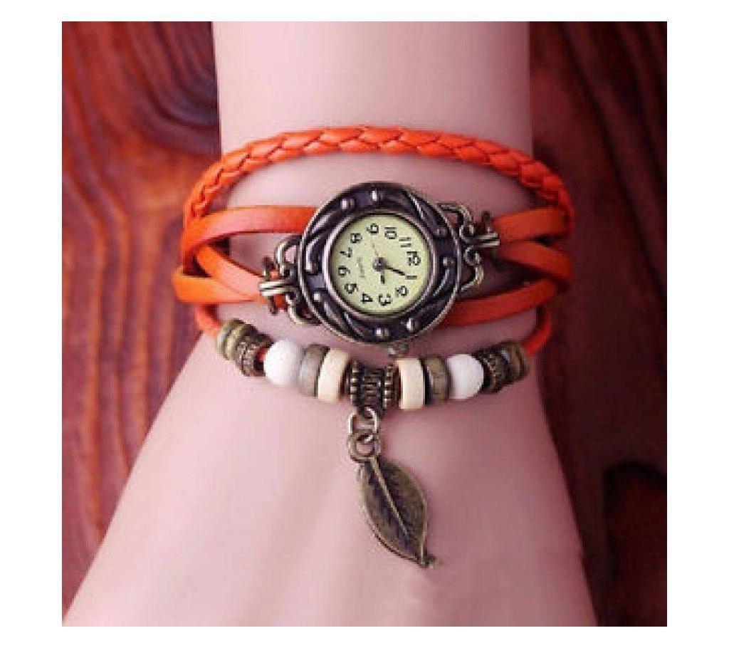 Fashionable Orange Color Bracelet Watch Its flexible useful all of children and young lady. Specialy gift purpose. (With box without box) Colour - Ora